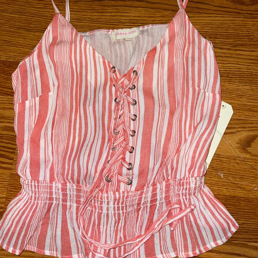 Lace up cropped tank top